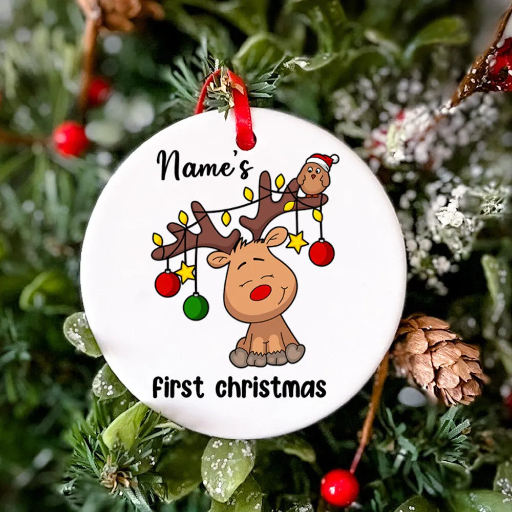 Personalized Christmas Baby Ornament Baby First Christmas Photo Prop Ornament Baby Photography Accessories Infant Xmas Cute Gift