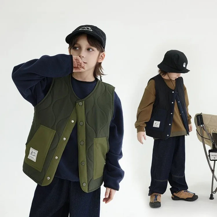 2025 New Winter Boys' Vest Stylish Children's Winter Jacket Baby Boy Sleeveless Waistcoat Outerwear for Toddler Boys