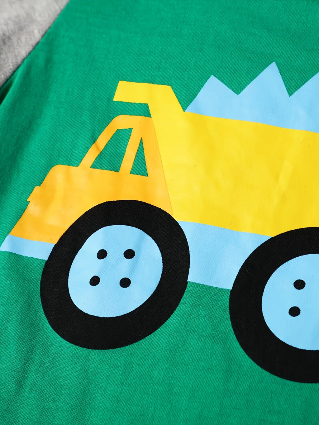 3-Pack 100% Cotton Boys' Long Sleeve T-Shirts with Random Construction Vehicle Prints - Casual Spring/Autumn Style