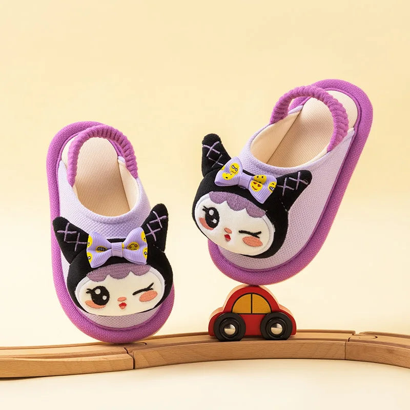 Kids'Slippers Toddler Cartoon Autumn Shoes For Children Anti-slip Thick Bottom Home Slipper Designer Pink Blue Size 140-180