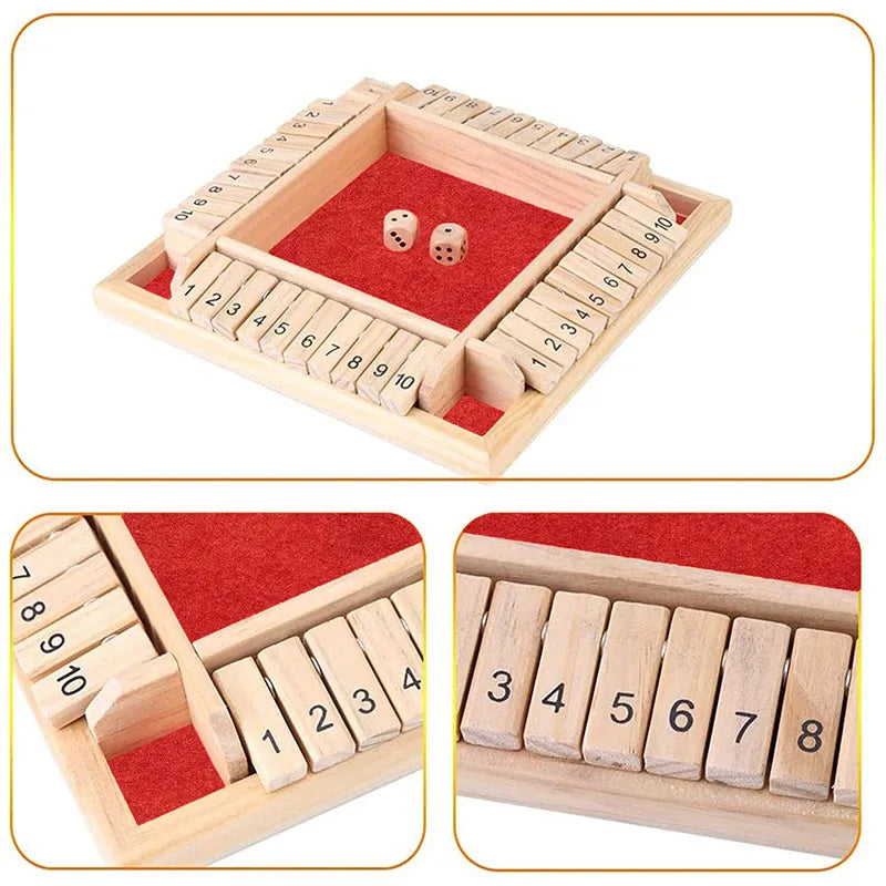 Four-Sided Flip Card Games Intellectual Educational Game Box Dice Toys Parent-Child Games Shut Wooden Number Game Board Games