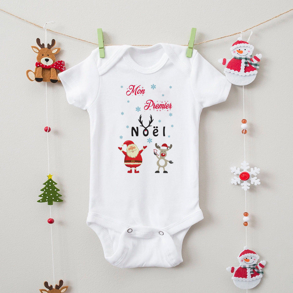 First Christmas Newborn Bodysuit Body Baby Clothes Kids Playsuit Xmas Party Gift Boys Girls Rompers Short Sleeve Infant Jumpsuit