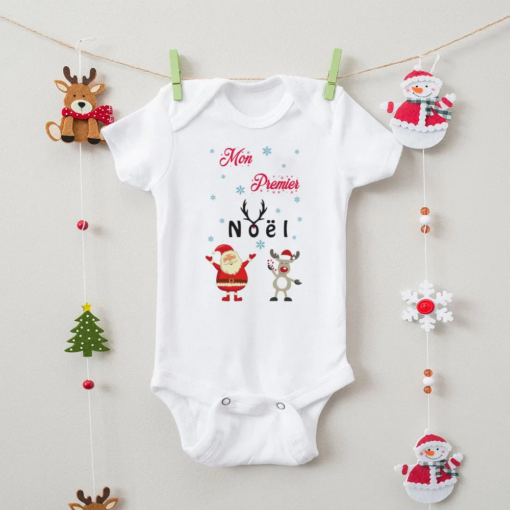 First Christmas Newborn Bodysuit Body Baby Clothes Kids Playsuit Xmas Party Gift Boys Girls Rompers Short Sleeve Infant Jumpsuit
