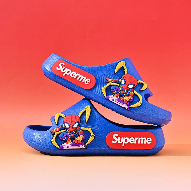 Disney Children Home Slippers Kids Cartoon Spiderman Boys Girls Soft Sole Shoes Anti-Slip Beach Slippers Size 24-45