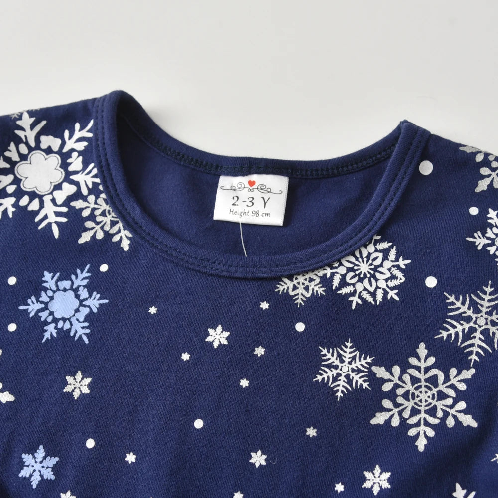 VIKITA Girls Snowflakes Print Christmas New Year Gift Dress Girls Autumn Winter Long Sleeve Gradient Princess Party Dresses