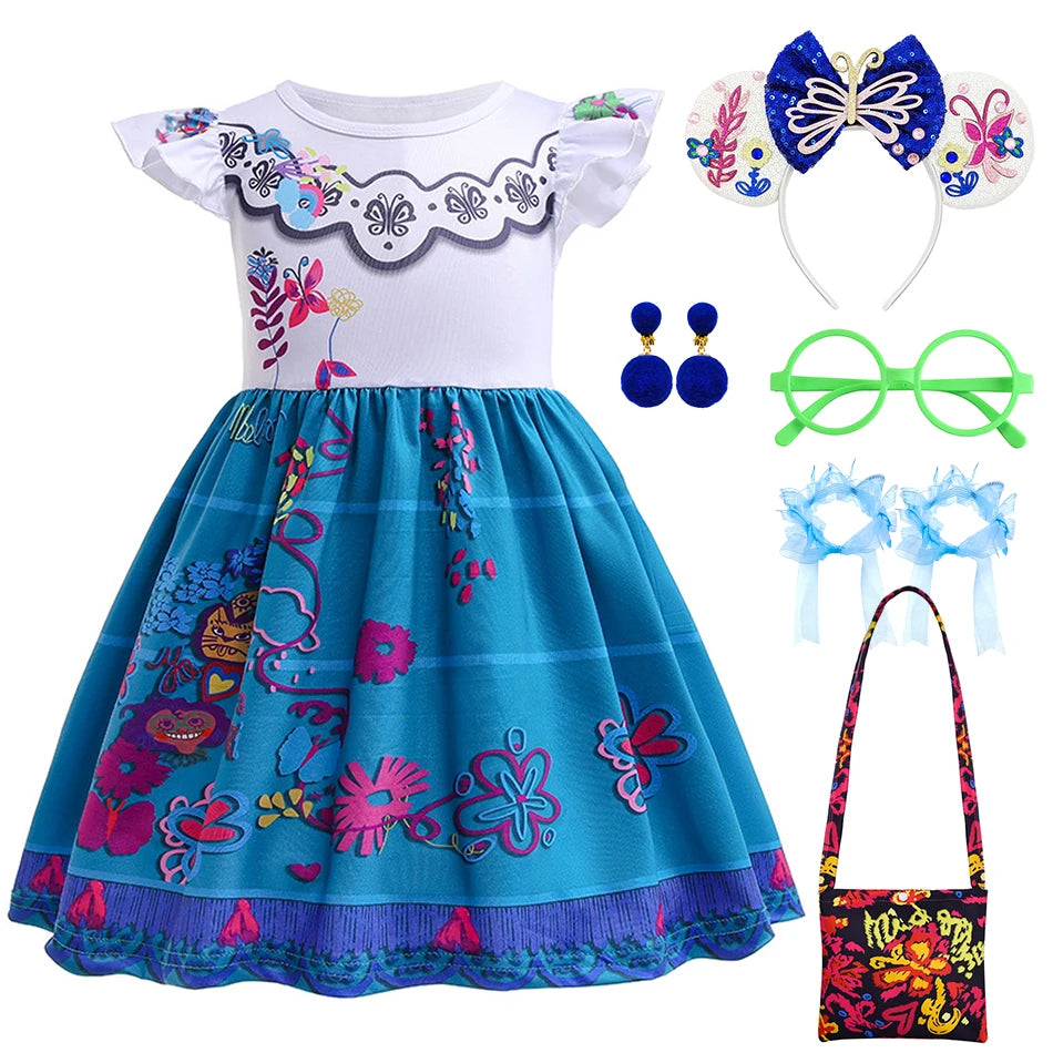 Mirabel Isabela Cosplay Princess Dress Kids Encanto Charm Costume Girls Halloween Children's Day Birthday Party Holiday Clothes