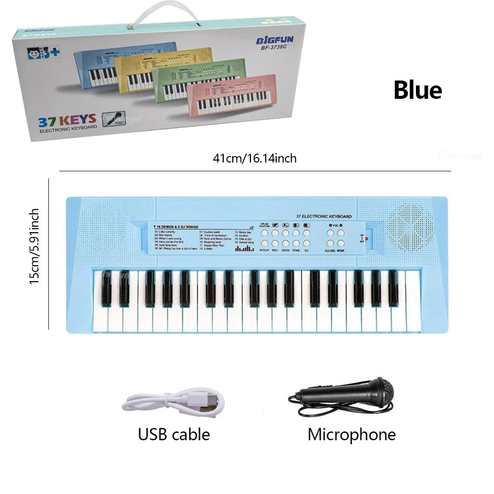 37 Keys Kids Electronic Piano with Microphone Educational Toys Musical Instrument for Kids Toddlers Boys Girls Birthday Gift