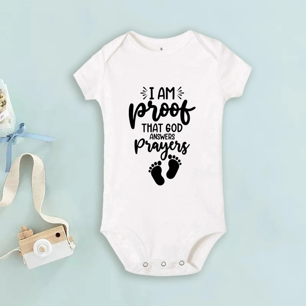 Proof That God Answers Prayers Baby Bodysuit Little Answered Prayer Romper Baby Announcement Bodysuits Newbron Shower Gift