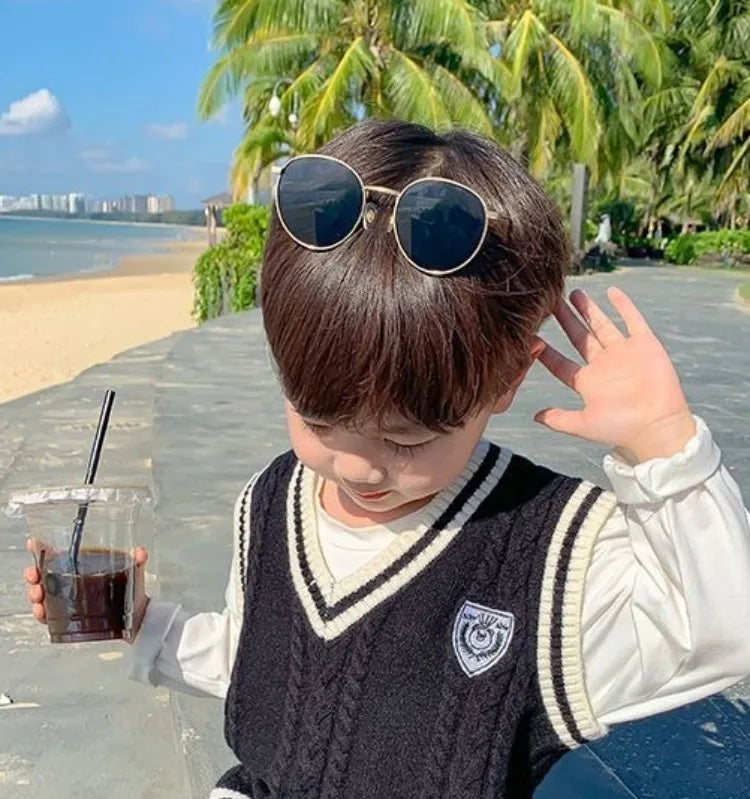 Boys' Knit Vest 2025 Spring Autumn New Preppy Style Kids' Outerwear Trendy Baby Boy Vest for School Casual Wear