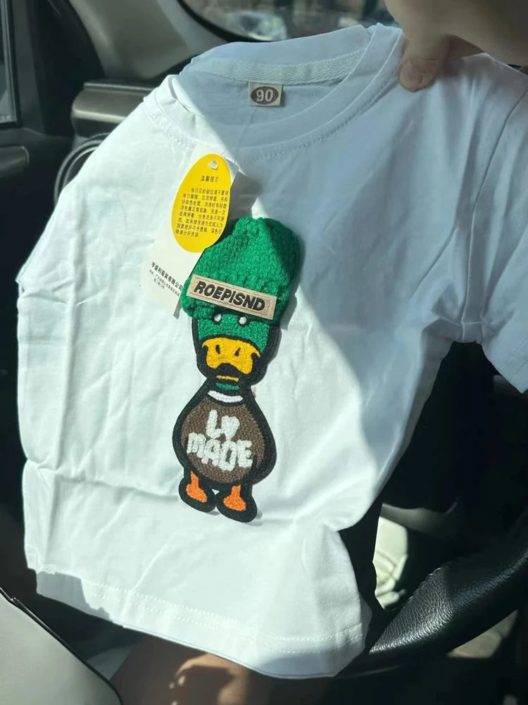 New Arrival Popular Embroidered Duck Casual Short Sleeve Boy T-shirt 2-6Year Children Baby Summer T-shirt For Boys Girls Tops