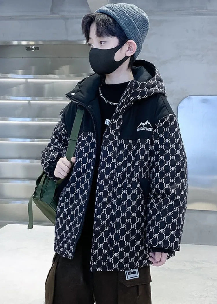 2025 New Boys' Thickened Winter Coat with Hood, Fleece-Lined Parka Jacket for Toddler Boys, Stylish & Warm Winter Wear