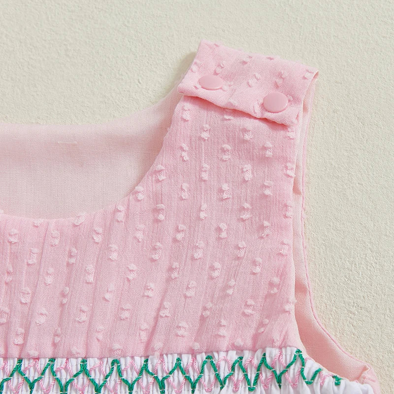 Infant Floral Print Sleeveless Romper Dress with Ruffle Detail and Bow Tie Newborn Summer Playsuit Outfit