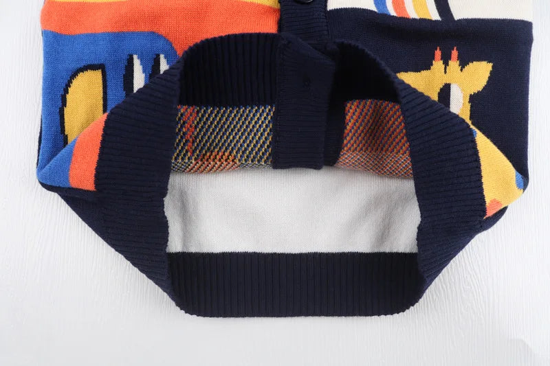 Autumn Spring Boy Girl Sweater Rocket Giraffe Cardigan Stitch Kid Clothing Sleeveless Buttons Baby Costume 2-6Y Children Sweater