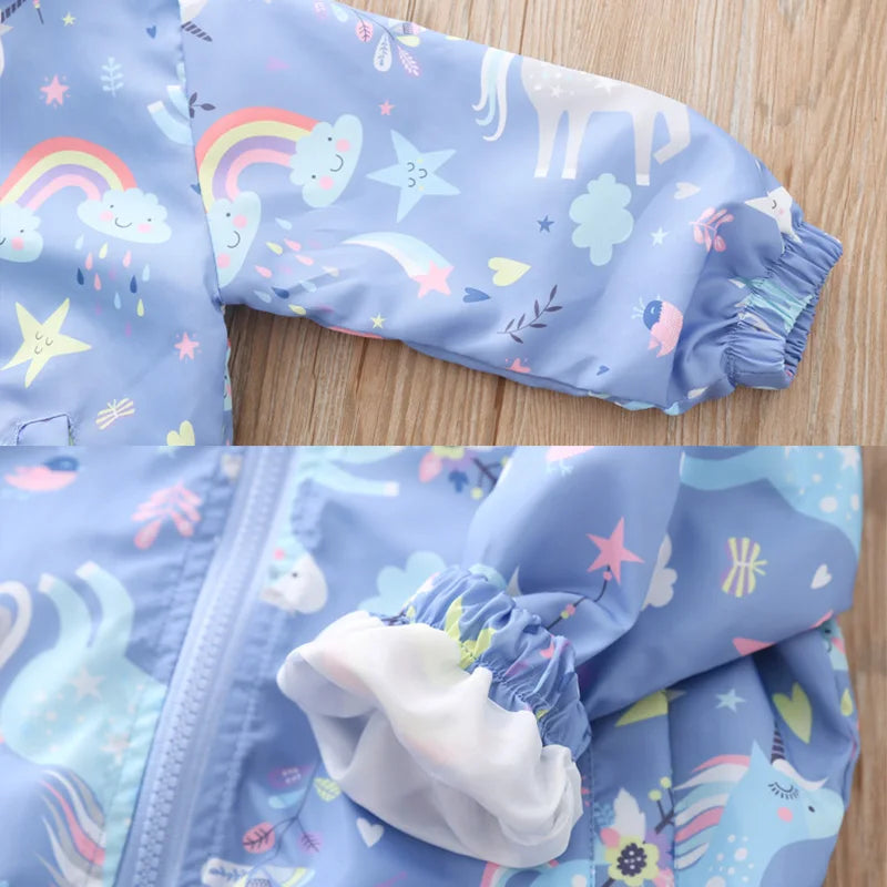 Fashion Kawaii Children's Jackets for Boys Girls Pink Blue Autumn Clothes 1 to 2 3 4 5 6 7 8 9 Years 2024 Kids Hoodie Waterproof