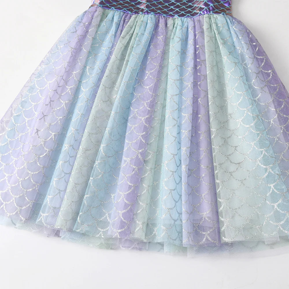 VIKITA Girls Mermaid Dress Children Princess Tutu Dress Toddlers Summer Sleeveless Dress Kids Birthday Party Casual Prom Gown