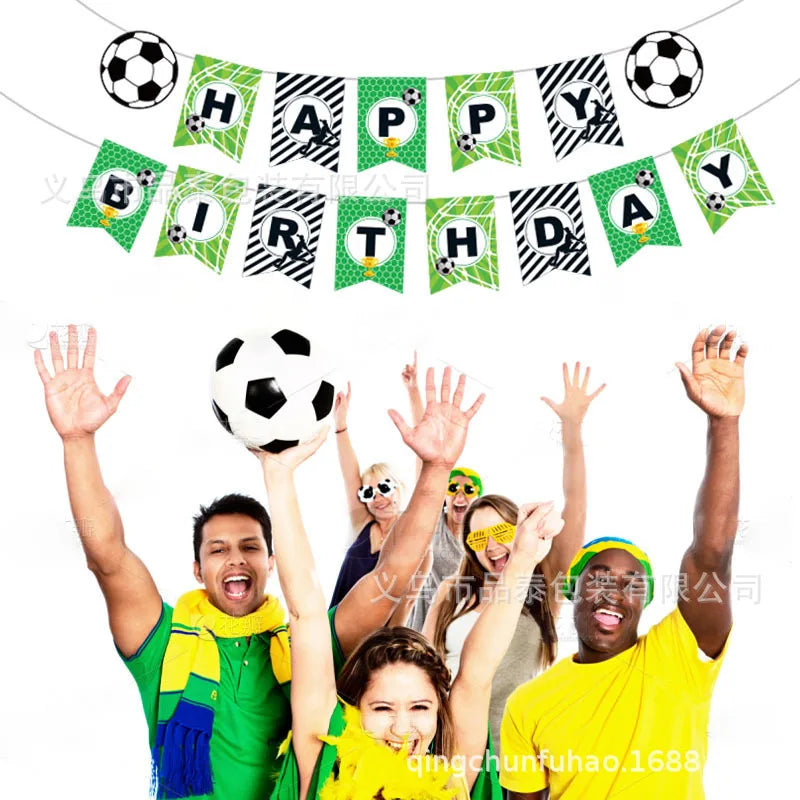 Football Club Anniversary Banner Happy Party Football Competition Blessing Celebrations Paper String Banner Pennants Party Decor