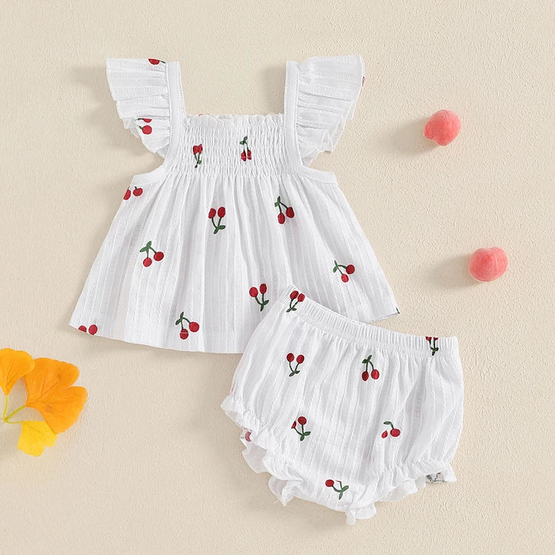 Toddler Girl Floral Print Ruffle Sleeve Top and Shorts Set Elastic Waistband Summer Outfit 2 Piece Baby Girl Clothes