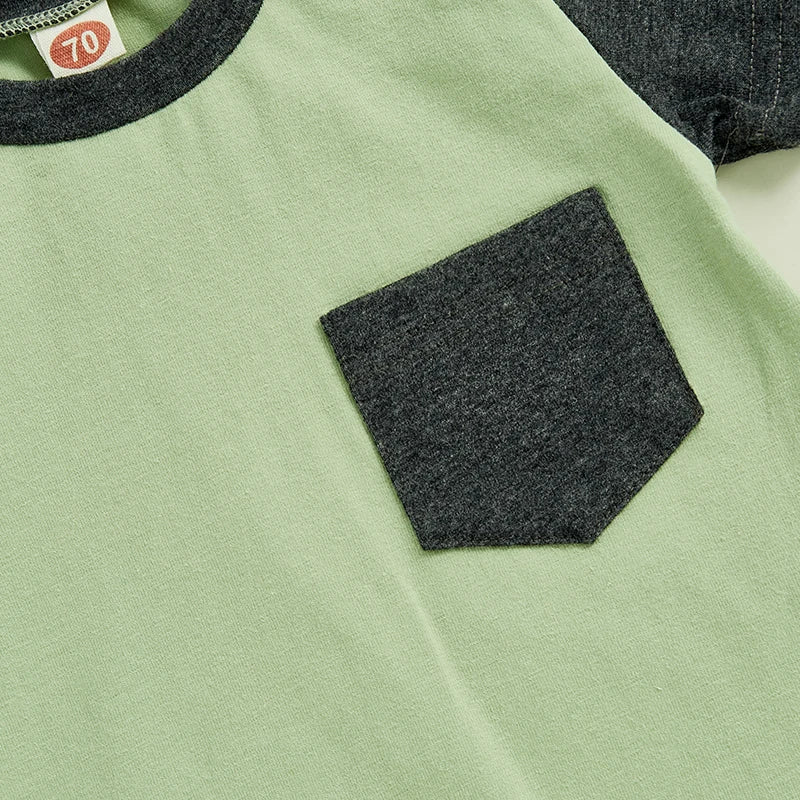 Infant Boy Cotton Romper Short Sleeve Round Neck Striped Jumpsuit Toddler Playsuit Summer Outfit for Newborns