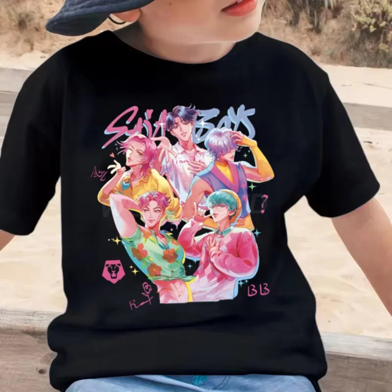 2025 New Summer Boys Tshirt Anime Kpop Demon Hunters Kids T-shirts Children's Clothing Casual Boys Girls Short Sleeve Tops