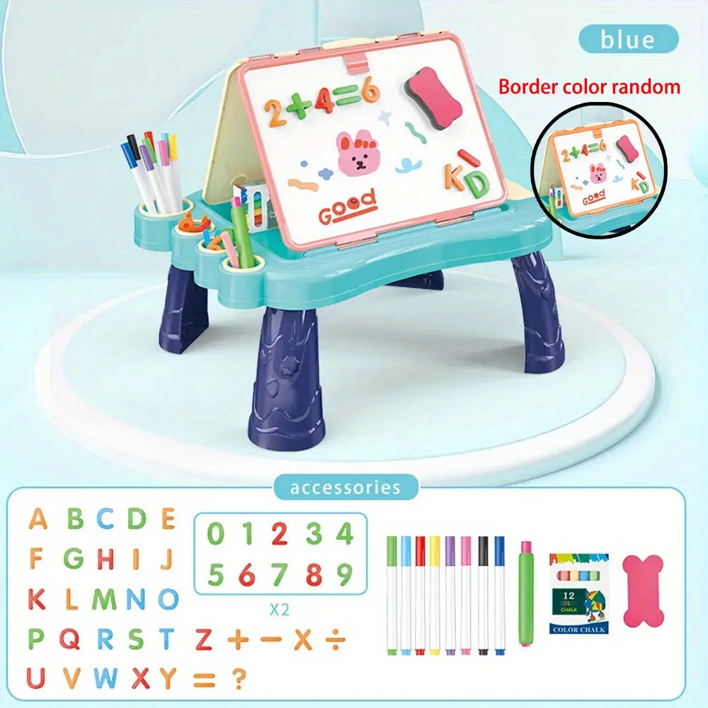 Table Art Easel for Kids Double Sided Foldable Tabletop Drawing Easels Chalkboard Desk with Graffiti Board Game Accessories