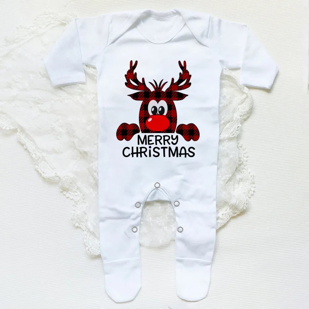 First Christmas Babygrow Sleepsuit Xmas Infant Sleepsuit Boys Girls Cute Clothes Toddler Christmas Gift Baby Xmas Party Outfits
