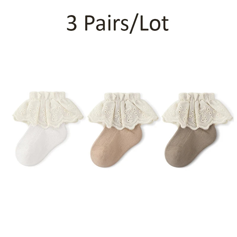 3/5 Pairs Kids Girls Socks Princess Lace Kids Socks For Girls Children Girls Socks Newborn Tube Socks For Girls