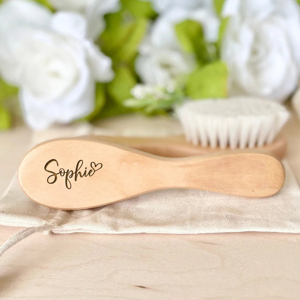 Personalized Baby Hairbrushes Engrave Infant Name Wooden Newborn Hair Brush Comb Birth/Baptism/Birthday Baby Shower Gifts