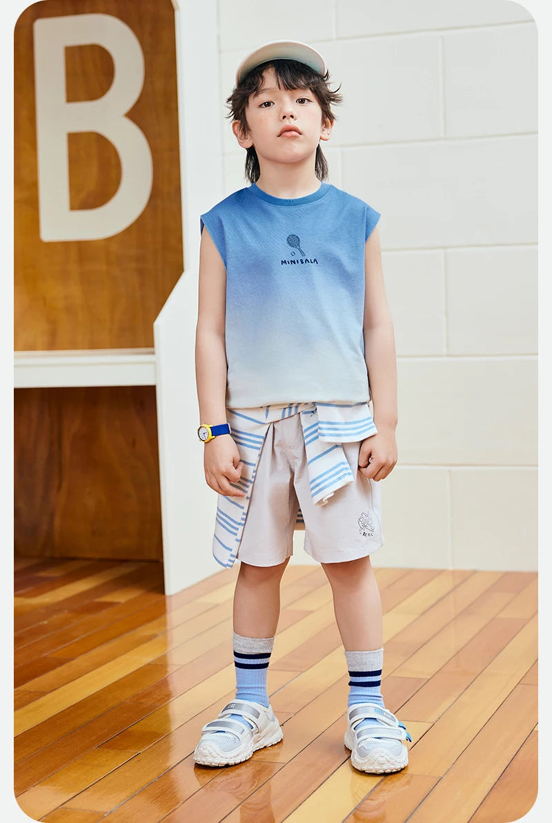 Mini Bala Boys Tank Top Summer New Cotton Tie-Dye Breathable Soft Skin-Friendly Base Layer for Kids