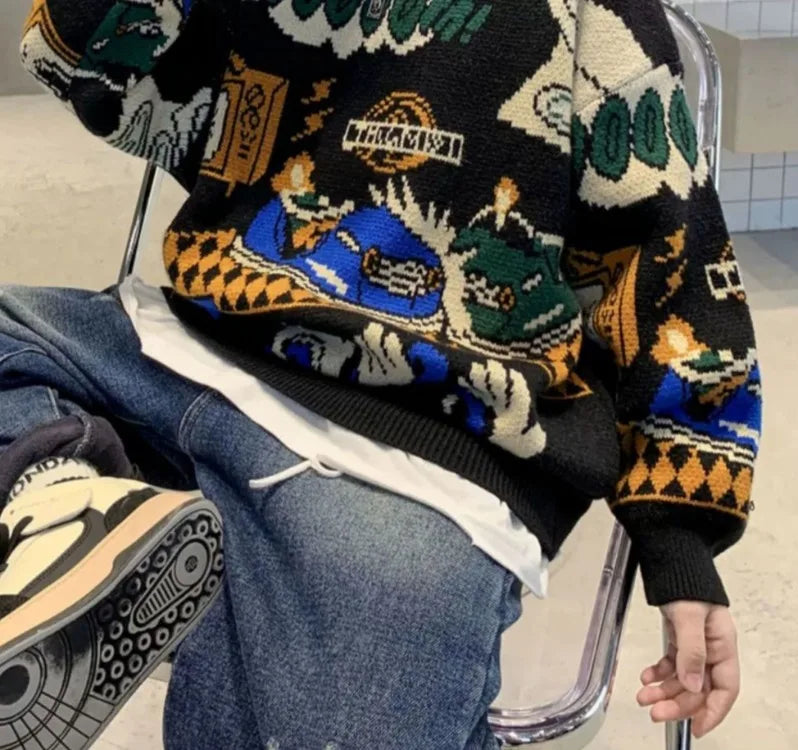 2025 New Boys' Autumn/Winter Fleece-Lined Thickened Pullover Knit Sweater - Warm Base Layer for Kids, Trendy & Cozy Design