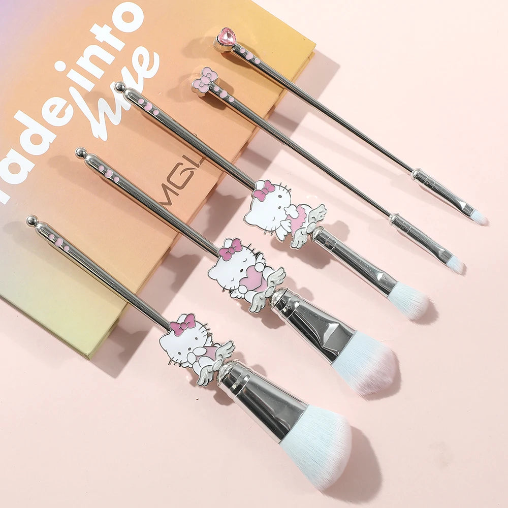 5pcs cute style Holor Kitty makeup brush, super soft Holo Kitty Angel series brush, pink, silver optional, perfect birthday gift