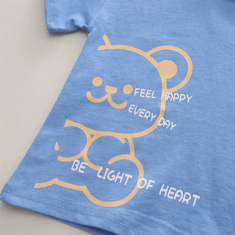 New Summer Children Boys Cotton Clothes Kids Cartoon Bear Tshirt Shorts 2Pcs/Sets Toddler Fashion Tracksuit Infant Casual Outfit