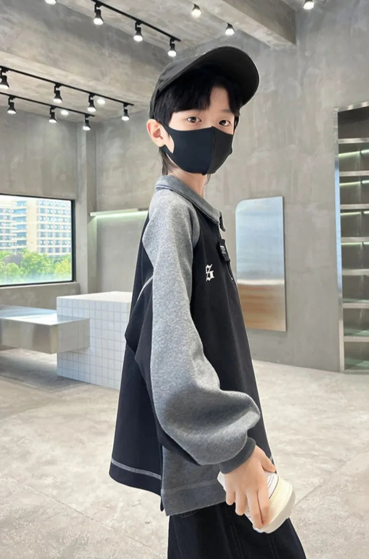 2025 New Arrival Boys' Base Layer Long Sleeve Top Spring Autumn Big & Mid Size Kids Stylish Cool Trendy Top