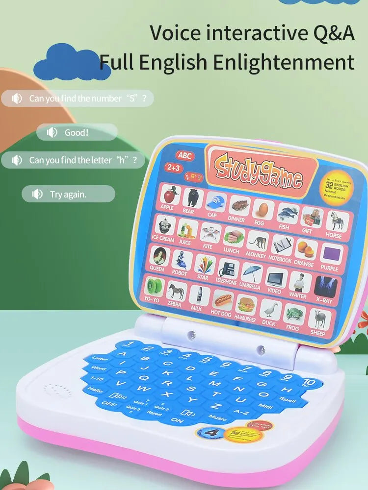 English Learning Small Laptop Toy for Kids. Boys and Girls Computer for Aphabet ABC.Numbers.Words.Spelling.Maths.Music