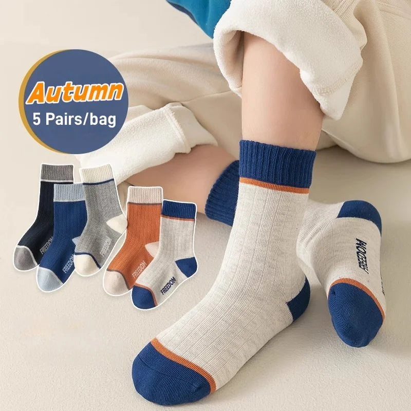 Kids' Socks Boys Girls Autumn Cotton Socks Baby Animals Pattern Socks Children Mid-calf Sock 5 Pairs