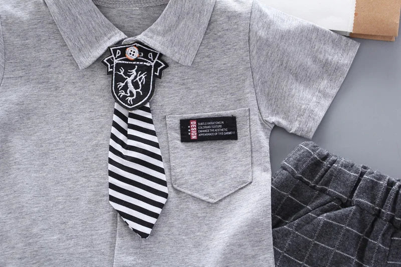 New Summer Baby Clothes Children Clothing Boys Casual Shirt Plaid Shorts 2Pcs/Set Infant Outfits Toddler Costume Kids Sportswear