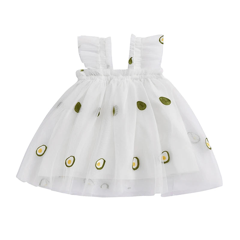 Toddler Girl Floral Lace Dress Sleeveless Round Neck Princess Party Dress with Bow Detail and Tulle Skirt