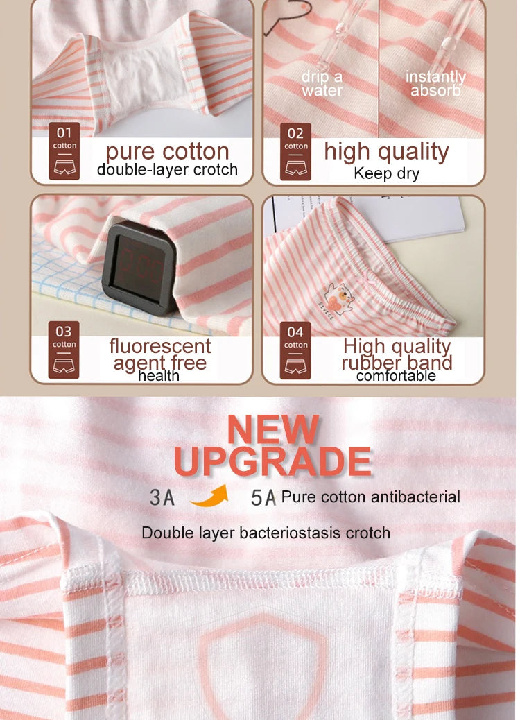 Children's Cotton Women's Underwear All Seasons Middle And Large Kids Triangle 4 Corner Student Shorts Girls Cotton Girls 4PCS