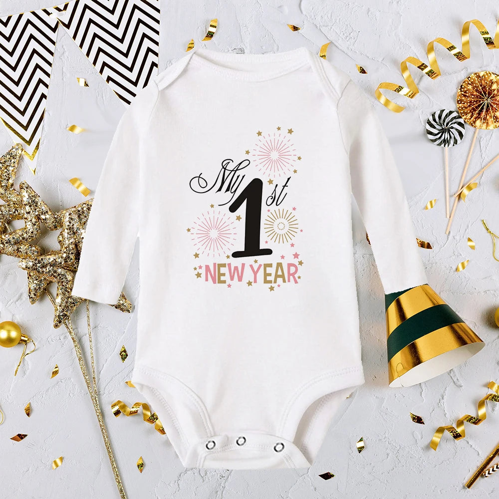 It Is My 1st New Year Baby Boy Girl Long Sleeve Romper Fashion Casual Robe Ropa Newborn Baby Bodysuit New Year Holiday Best Gift