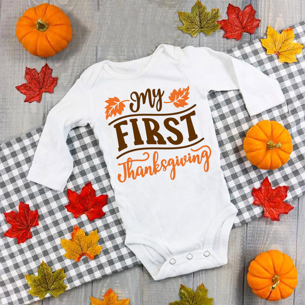 My First Thanksgiving Baby Bodysuit Infant Turkey Romper Girl Boy Cute Clothes Thanksgiving Baby Gift Fall Toddler Jumpsuit
