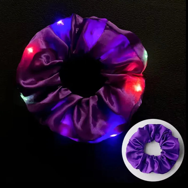 Popular Flashing Light Up hair tie LED Luminous scrunchies Women girls glowing Scrunchy Hair Rope Halloween luminous hairband