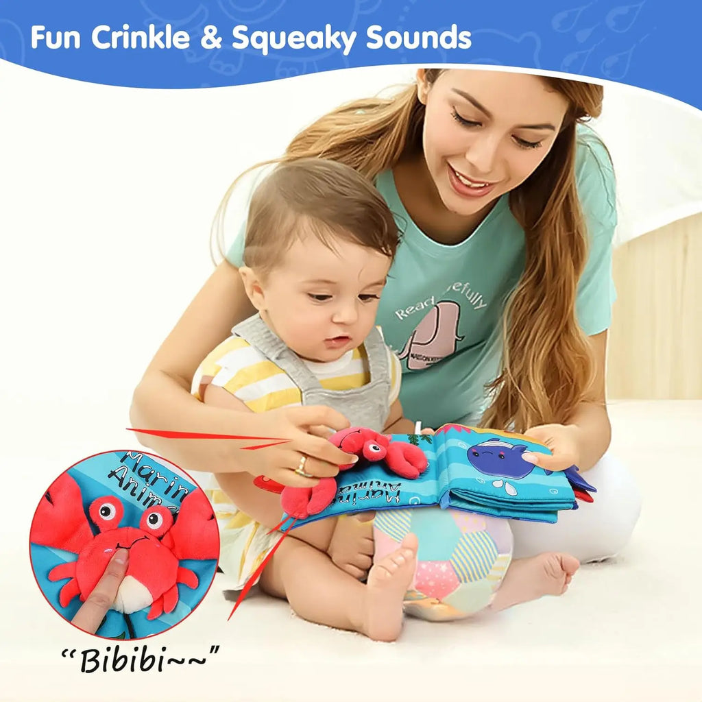 Baby Soft Books Toys Crinkle Cloth Book Marine Animal Tails for Infant Baby Early Development Interactive Stroller Soft Toys