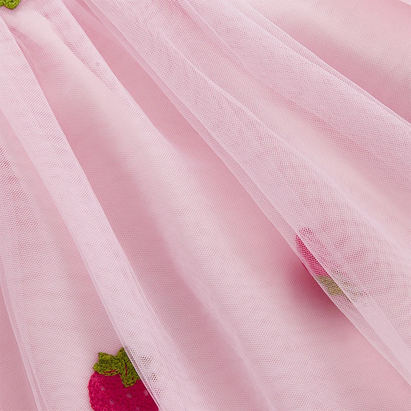 Toddler Girl Floral Lace Dress Sleeveless Round Neck Princess Party Dress with Bow Detail and Tulle Skirt