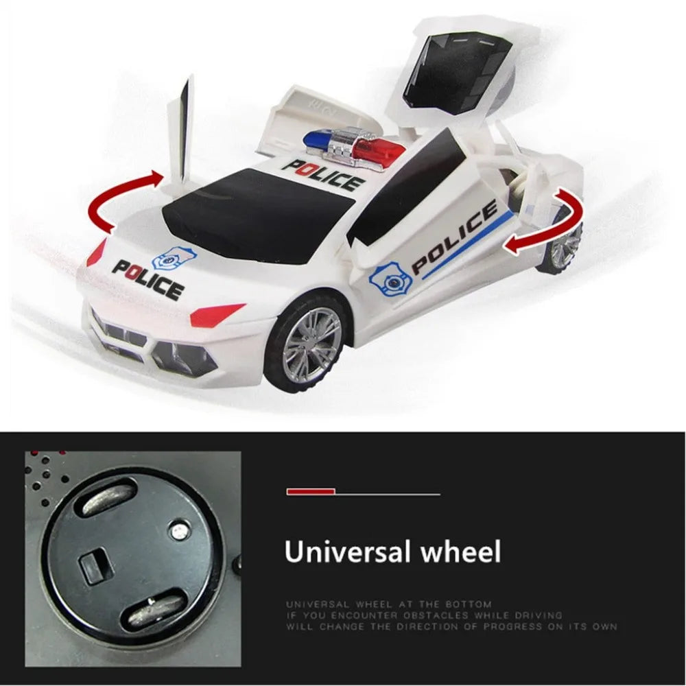 Kids Police Car Toy with Sound & LED Light Openable Door Universal Wheel Patrol Cop Play Vehicle Toy for Toddlers Boys Girls
