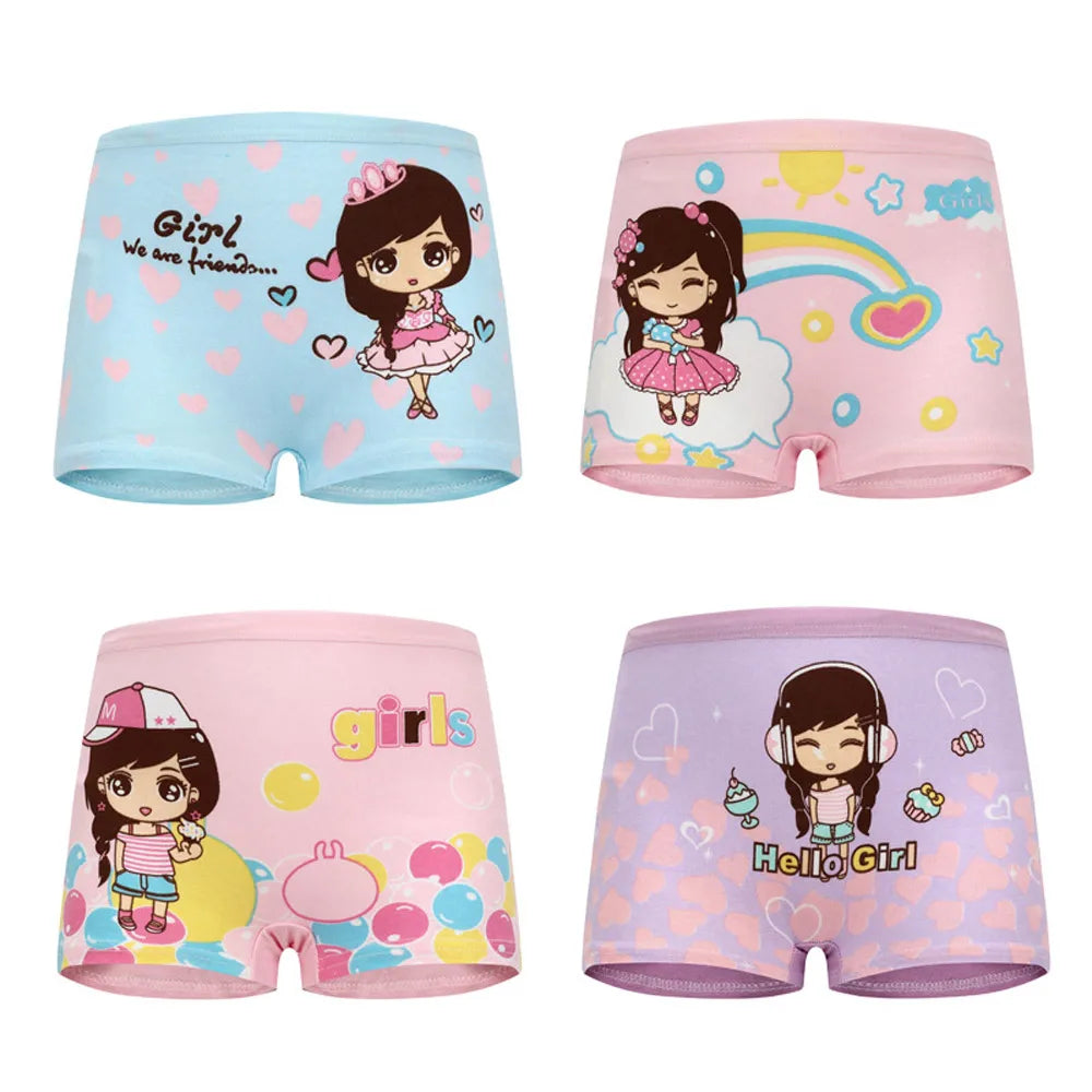 4/8/12 Pcs Children Girls Panties Sets Cotton Cute Cartoon Princess Unicorn Print Child Underwear for Girl Kid Boxer Breathable