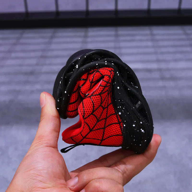 Disney LED Casual Sneakers Spider-Man Red Black For Spring Boys Mesh Outdoor Shoes Children Lighted Non-slip Shoes Size 21-30