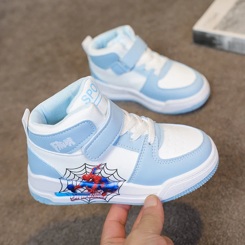 Kids'Casual Shoes Sneakers Ankle-High Shoes PU Leather Spring Shoes For Boys Velcro Anti-slip Black Blue Shoes Size 26-37