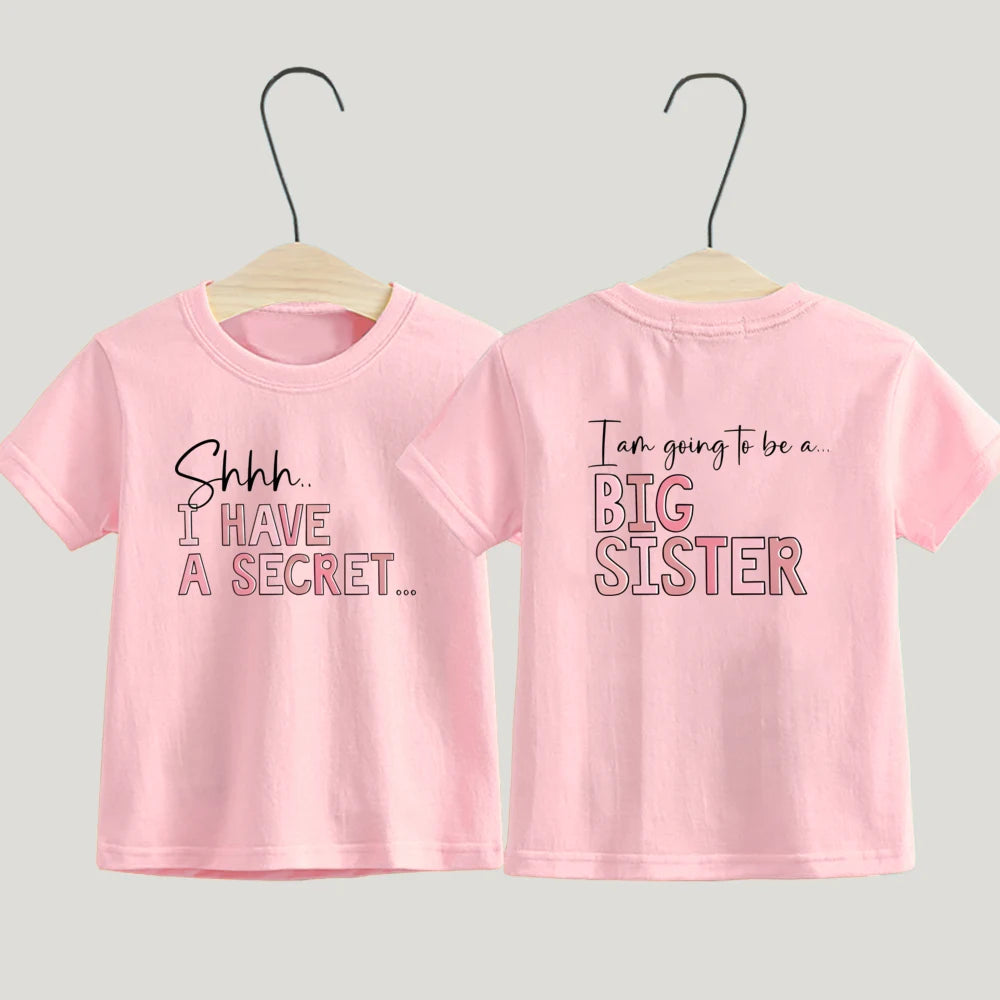 Big Sister T-Shirt I Have A Secret Promoted To Big Sister Pregnancy Announcement Gift Going To Be A Big Sister Kids Tee
