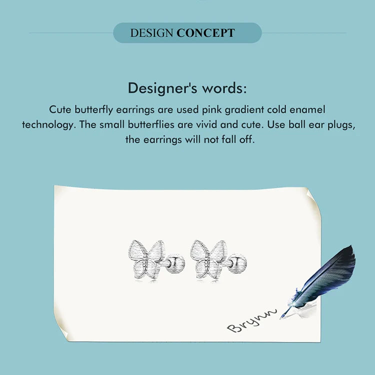 Bamoer 925 Sterling Silver Luxury Girl Earrings Rainbow Butterfy Cute Fancy Funny Ear Stud Original for Women Party Fine Jewelry