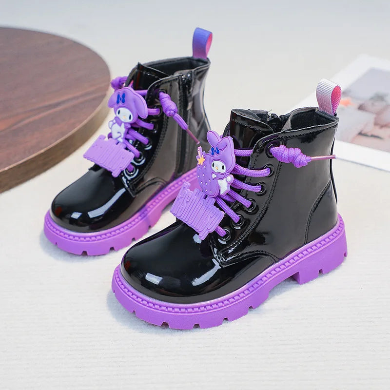 Kids'Casual Boots Ankle Boots PU Leather Cartoon Winter Shoes For Girls Anti-slip Thick Bottom Warm White Black Shoes Size 28-37
