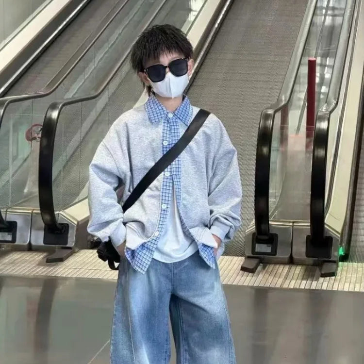 Autumn Boys 2 in 1 Loose Oversized Coat Layerable Cardigan Streetwear Essential Stylish Unisex